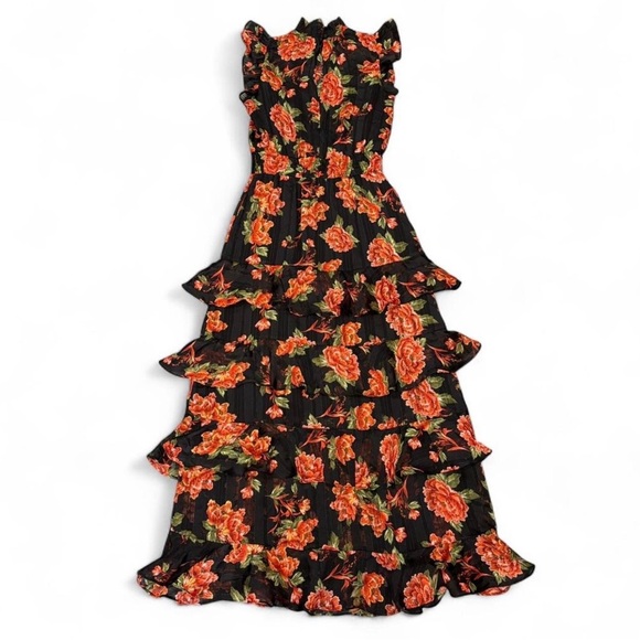 Rachel Roy Black Maxi Dress with Orange Floral Print - Picture 8 of 8